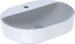 GEBERIT VARIFORM WASTAFEL ELLIPS OPZET 1X WASKOM KRAANGAT MIDDEN KERAMIEK VUILAFSTOTEND 600 X 450 X 158MM (BXDXH) WIT 500.778.00.2