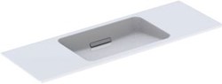 GEBERIT ONE WASTAFEL ZWEVEND DESIGN 120CM WIT GEBORSTELD CHROOM ZONDER KRAANGAT MET OVERLOOP KERATECT HORIZONTALE AFVOER 500.392.01.2