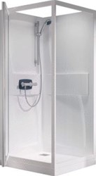 KINEDO KINEPRIME DOUCHECABINE IN HOEK DRAAIDEUR THERMOSTAATKRAAN 2000 X 800 X 800MM (HXLXB) P: WIT ALU 4MM GLAS HELDER CA541TTN
