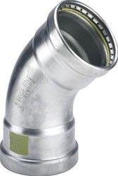 VIEGA SANPRESS INOX GAS XL BOCHT 45 ° 88,9 X 88,9 MM 2X PERS RVS 578275