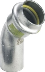 VIEGA SANPRESS INOX GAS BOCHT 45 ° 35 X 35 MM PERS X SPIE RVS 486235