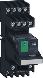 SCHNEIDER ELECTRIC MINIATURE PLUG-IN RELAY PRE-ASSEMBLED 6 A 4 CO LOCKABLE TEST BUTTON LED MIXED TERMINAL SOCKET 24 V DC RXM4AB2BDPVM