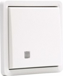 NIKO SPUITWATERDICHTE VERLICHTBARE DRUKKNOP 10A/250VAC MET DOORSCHIJNEND VENSTER EN EEN N.O.-OF N.G.-CONTACT EXCL. OPBOUWDOOS WIT 701-30005