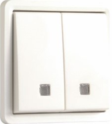 NIKO SPUITWATERDICHTE VERLICHTBARE DUBBELE DRUKKNOP 10 A/250VAC MET 2 N.O.-OF N.G.-CONTACTEN AANSLUITKLEM EXCL. OPBOUWDOOS WIT 701-35100
