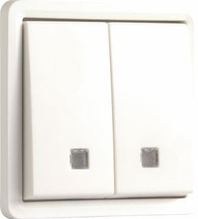 NIKO SPUITWATERDICHTE VERLICHTBARE DUBBELE DRUKKNOP 10 A/250VAC MET 2 N.O.-OF N.G.-CONTACTEN AANSLUITKLEM EXCL. OPBOUWDOOS WIT 701-35100