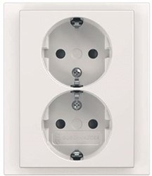 ABB BUSCH-JAEGER 2-VOUDIGE WANDCONTACTDOOS INBOUW SCHROEF KINDERBEVEILIGING IP21 IK03 WIT RAL9006 2TKA00003890
