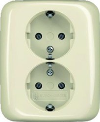 ABB BUSCH-JAEGER 2-VOUDIGE WANDCONTACTDOOS INBOUW SCHROEF IP21 IK03 BEIGE RAL1013 2TKA00003900