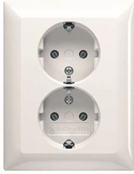 ABB BUSCH-JAEGER 2-VOUDIGE WANDCONTACTDOOS INBOUW SCHROEF IP20 IK03 WIT RAL9010 2TKA00003910