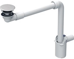 GEBERIT WASBAKAFVOER RUIMTEBESPAREND MET VRIJE UITLOOP EN AFVOERAFDEKKING VOOR ONE WASTAFEL AFVOER VERTICAAL 40MM WIT/GLANSCHROOM 152.099.01.1