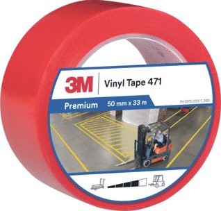 3M 471 ZELFKLEVENDE TAPE OVERIG ROOD (BXL) 50MMX33M TOEPASSING VLOERMARKERING UV-BESTENDIG DIKTE 0.13MM TEMPERATUURBESTENDIGHEID 77GRADEN C ISOLEREND 7100260125