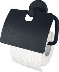 HACEKA KOSMOS TOILETROLHOUDER MET KLEP MAT ZWART 1208518