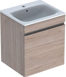 GEBERIT RENOVA PLAN WASTAFEL WIT MET ONDERKAST 1 LADE 55X48X62.2CM NOTEN HICKORY LICHT 501914001