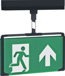 FAMOSTAR D-SIGN NOODVERLICHTING 0,8W 1U 23M LEESAFSTAND PENDELVERSIE 75CM KUNSTSTOF IP40 HXBXL 76X202X277MM ZWART RAL 9005 393834