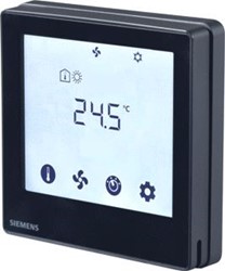 SIEMENS RDF800KN/VB TOUCH SCREEN ROOM THERMOSTAT FOR 2-/4-PIPE FAN COIL UNIVERSAL APPLICATIONS OR COMPRESSORS IN DX-TYPE EQUIPMENT BLACK S55770-T429