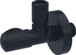 RAMINEX HOEKSTOPKRAAN LINEA / 1/2 BUI.DR. X 10 MM KNEL / MAT ZWART / LANG MODEL / INCLUSIEF ROZET 1200053