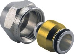 UPONOR AANSLUIT KOPPELING 14 X 2MM 3/4 EUROCONUS. MET METALEN TULE. VOOR ALUMINIUM KUNSTSTOF BUIS ( AKB / ALU-PEX )