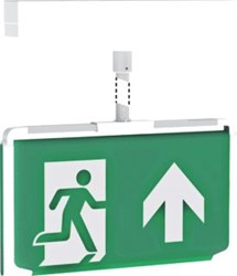 FAMOSTAR D-SIGN NOODVERLICHTING 0,8W 1U 23M LEESAFSTAND PENDELVERSIE 75CM KUNSTSTOF IP40 HXBXL 76X202X277MM WIT RAL 9016 393814