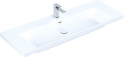 VILLEROY & BOCH SUBWAY 3.0 MEUBELWASTAFEL 1300X470MM. VOOR 3-GATS ARMATUUR MIDDELSTE KRAANGAT GESTOKEN MET OVERLOOP. STONE WHITE C+ 4A70D5RW