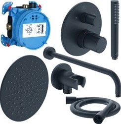 IDEAL STANDARD CERATHERM T100 PACK VOOR INBOUWDOUCHESYSTEEM MET INBOUW THERMOSTAAT MET OMSTEL MAT ZWART A7573XG