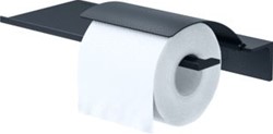 GEESA LEEV PLANCHET MET TOILETROLHOUDER MET KLEP 28X12.5CM MAT ZWART 91820806280