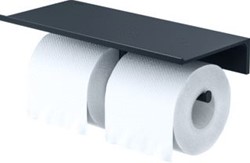 GEESA LEEV PLANCHET MET TOILETROLHOUDER ZONDER KLEP DUBBEL 28X12.5CM MAT ZWART 91821206280
