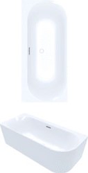 VILLEROY & BOCH LOOP & FRIENDS INBOUW DUOBAD ACRYL BACK TO WALL 180X80X47CM HOEKUITVOERING LINKS WIT ALPINE UBA180LOF9CL00V-01