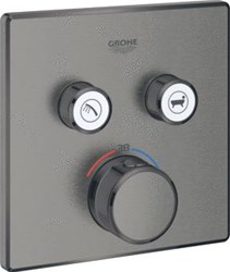 GROHE GROHTHERM SMARTCONTROL AFBOUWDEEL VOOR INBOUWKRAAN THERMOSTATISCH MET OMSTEL VOOR 2 FUNCTIES VIERKANT BRUSHED HARD GRAPHITE 29124AL0