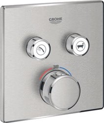 GROHE GROHTHERM SMARTCONTROL AFBOUWDEEL VOOR INBOUWKRAAN THERMOSTATISCH MET OMSTEL VOOR 2 FUNCTIES VIERKANT SUPERSTEEL 29124DC0