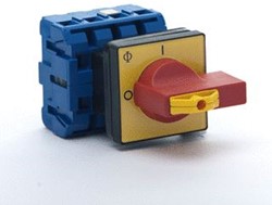 KRAUS & NAIMER NOOD/UIT SCHAKELAAR 4 POLIG 0-1 40A 4 GATS IP66 VERGRENDELBAAR ROOD/GEEL KG41B.T204/04.E