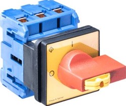 KRAUS & NAIMER NOOD/UIT SCHAKELAAR 3 POLIG 0-1 63A 4 GATS IP66 VERGRENDELBAAR ROOD/GEEL KG64B.T203/04.E