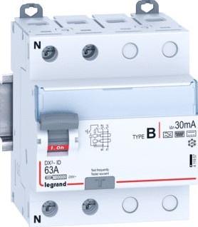 LEGRAND DIFFERENTIEELSCHAKELAAR TYPE B 2P 63A 230V 30MA 4 MODULES 411957