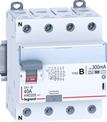 LEGRAND DIFFERENTIEELSCHAKELAAR TYPE B 4P 40A 230/400V 300MA 4 MODULES 411971