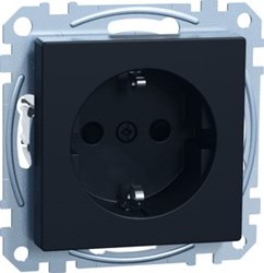 MERTEN M-PURE ENKELVOUDIGE WANDCONTACTDOOS KINDVEILIG RANDAARDE INBOUW STEEKKLEM KLAUW-/SCHROEF IP20 MAT ZWART RAL9005 MEG2300-0403