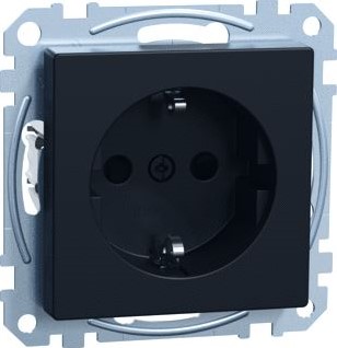MERTEN M-PURE ENKELVOUDIGE WANDCONTACTDOOS KINDVEILIG RANDAARDE INBOUW STEEKKLEM KLAUW-/SCHROEF IP20 MAT ZWART RAL9005 MEG2300-0403