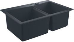 GROHE RECHTHOEKIGE DUBBELE SPOELBAK BLADMONTAGE OP-/ONDERBOUW AFVOERPLUG VUILAFSTOTEND WASTE HXBXD 241X838X560MM 31657AP0