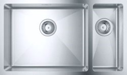 GROHE RECHTHOEKIGE DUBBELE SPOELBAK BLADMONTAGE OP-/ONDERBOUW AFVOERPLUG VUILAFSTOTEND RVS 304 HXBXD 200X760X450MM 31575SD1