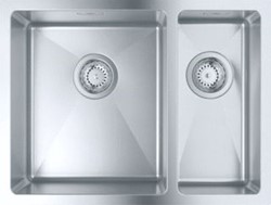 GROHE RECHTHOEKIGE DUBBELE SPOELBAK BLADMONTAGE OP-/ONDERBOUW AFVOERPLUG VUILAFSTOTEND RVS 304 HXBXD 200X595X450MM 31577SD1