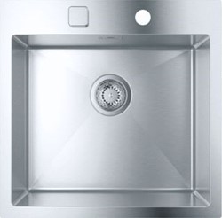 GROHE RECHTHOEKIGE ENKELE SPOELBAK BLADMONTAGE OPBOUW AFVOERPLUG VUILAFSTOTEND WASTE RVS 304 HXBXD 200X518X510MM 31583SD1