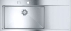 GROHE RECHTHOEKIGE ENKELE SPOELBAK BLADMONTAGE OPBOUW AFVOERPLUG VUILAFSTOTEND WASTE RVS 304 HXBXD 200X1160X520MM 31581SD1