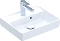 VILLEROY & BOCH COLLARO FONTEIN HOEKIG 1-GAT KRAANGAT DOORGESTOKEN OVERLOOP WAND 370 X 450MM (DXB) WIT ALPINE KERAMIEKPLUS 433445R1