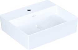 VILLEROY & BOCH MEMENTO 2.0 OPZETWASTAFEL HOEKIG 3-GATS KRAANGAT MIDDEL 420 X 500MM (DXB) WIT ALPINE 4A075101