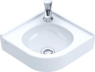 VILLEROY & BOCH O.NOVO HOEK-FONTEIN HOEKIG 1-GAT KRAANGAT DOORGESTOKEN GEEN OVERLOOP WIT ALPINE KERAMIEKPLUS 731033R1