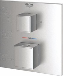 GROHE GROHTHERM CUBE INBOUWMENGKRAAN OPBOUWDEEL HOOFD/HAND THERMOSTAAT EENGREEPS 2-WEG OMSTELINRICHTING SUPERSTEEL 24154DC0