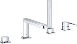 GROHE PLUS BADRANDCOMBINATIE MET STAAFHANDDOUCHE TWEEGREEPS 4-GATS 2000MM DOUCHESLANG 211MM UITLOOP CHROOM 29307003