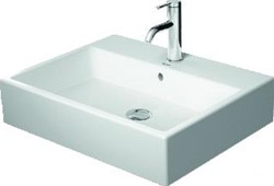 DURAVIT VERO AIR WASTAFEL 600 MM WIT HOOGGLANS KRAANVLAK AANTAL KRAANGATEN PER WASBAK: 0 2350600070