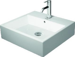 DURAVIT VERO AIR WASTAFEL 500 MM WIT HOOGGLANS KRAANVLAK AANTAL KRAANGATEN PER WASBAK: 0 2350500070
