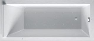 DURAVIT STARCK WHIRLPOOL 1700X750 MM WIT AIR-SYSTEEM INBOUWVERSIE ACRYL RECHTHOEKIG MET 1 SCHUINE ZIJDE MET AFVOER-OVERLOOPGARNITUUR 760335000AS0000