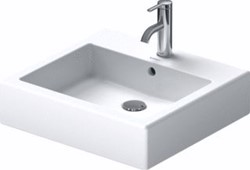 DURAVIT VERO OPZETWASTAFEL 500 MM WIT HOOGGLANS KRAANVLAK MET 1 KRAANGAT OVERLOOP GESLEPEN 0452500000