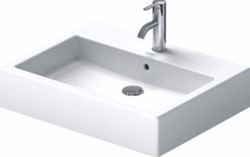 DURAVIT VERO OPBOUWWASTAFEL GESLEPEN MET KRAANGAT MET OVERLOOP 59.5X46.5CM INCL. BEVESTIGING WIT 0452600000