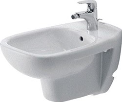 DURAVIT D-CODE WANDBIDET 545 MM WIT HOOGGLANS KRAANVLAK MET 1 KRAANGAT OVERLOOP 22571500002